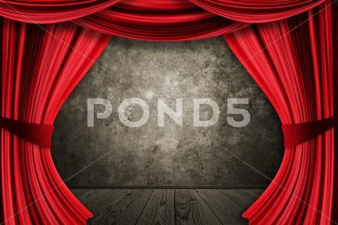 Room with red curtains Stock Illustration