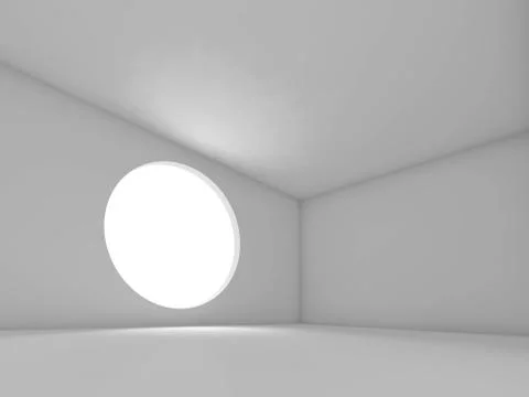 Room with round light window. 3d render Stock Illustration