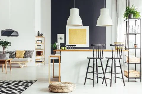 Room with rustic bar stools Stock-Fotos