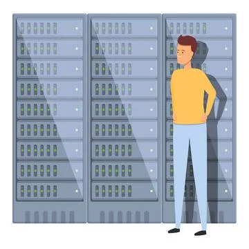 Room server icon cartoon vector. System computer Illustrazione stock