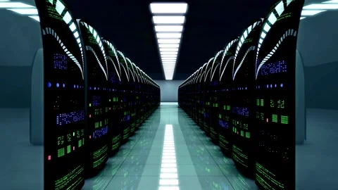 Room with servers close up animation 3d Network Server Data CPU Server Unit Room Stock-Footage 334586692