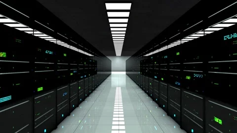 Room with servers close up animation 3d Network Server Data CPU Server Unit Room 库存影片 334586697