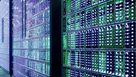 Room with servers close up animation 3d Network Server Data CPU Server Unit Room 库存影片 334586939