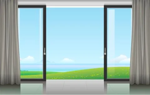 Room with a sliding door Stock Illustration