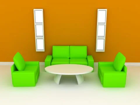 Room with sofa. 3d rendering Stock Illustration