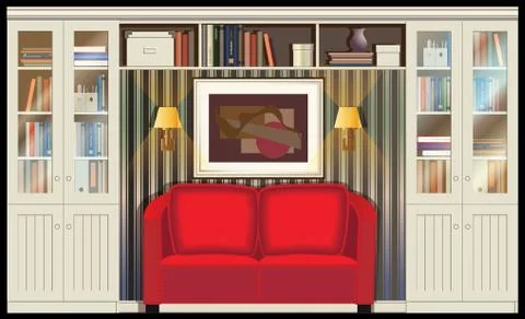 Room with a sofa Stock Illustration