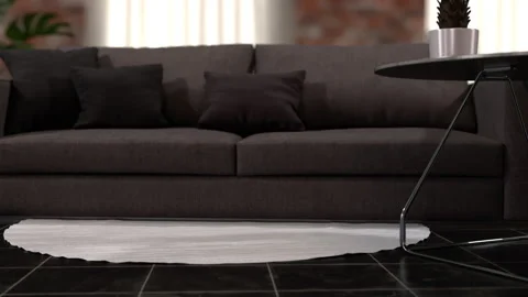 Room with sofa, plants, table and rug. 스톡 동영상 263240793