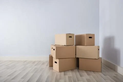 Room With Stack Of Cartons Foto stock
