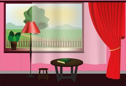 Room with table and book Stock Illustration