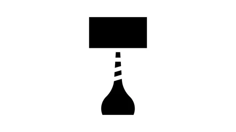 Room table lamp glyph icon animation Stock Footage 326747026