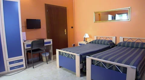 A room with two single beds Stock Footage 61791441