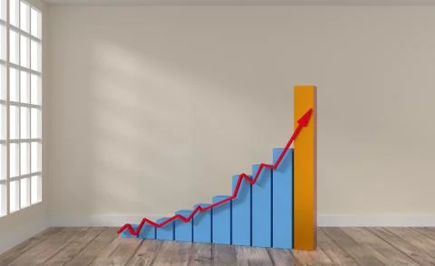 Room with upswing arrow Stock Illustration