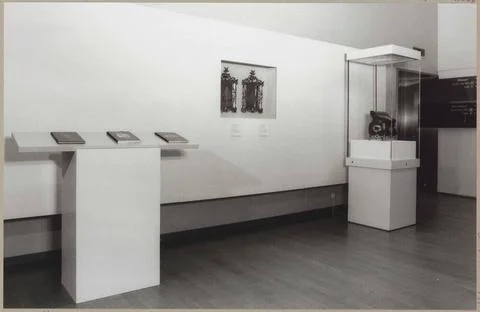 Room with various objects including two performances of children, on the l... Stock Photos