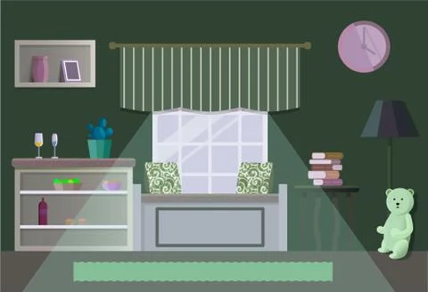 Room vector illustration in flat style. Illustrazione stock
