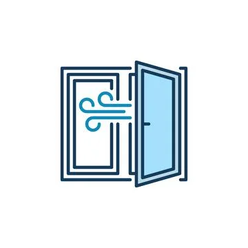 Room Ventilation concept colored icon. Opened Window vector sign Stock Illustration
