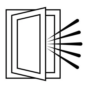 Room ventilation icon, open window icon room ventilation draft sign Stock Illustration
