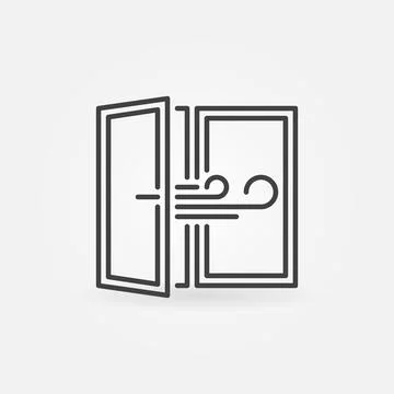 Room Ventilation line icon - Opened Window vector concept symbol Stock Illustration