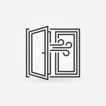 Room Ventilation outline icon - Opened Window vector concept symbol Stock Illustration
