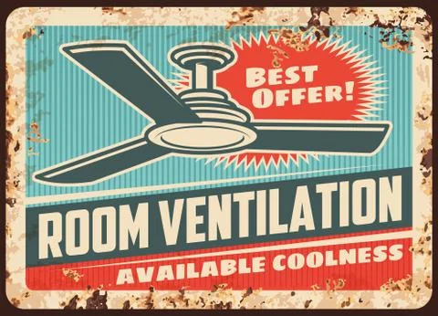 Room ventilation rusty plate vector ceiling fan Stock Illustration