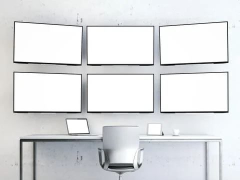 Room with video wall. Stock Illustration