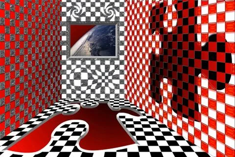 Room with view on earth Stock Illustration