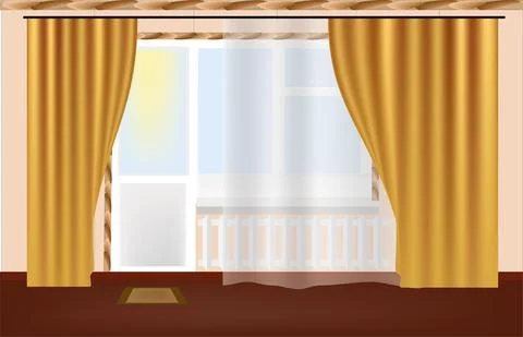 Room with window and balcony Stock Illustration