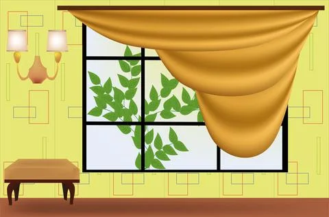 Room with window and view outside Stock Illustration