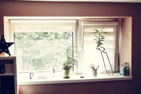 A room window with decoration Stock Photos
