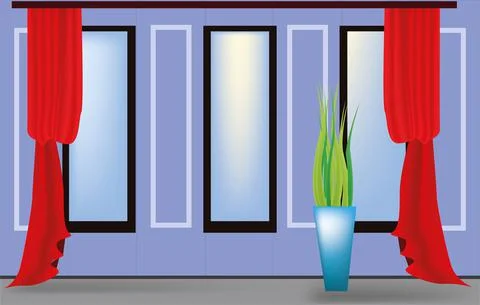 Room wirh three windows Stock Illustration