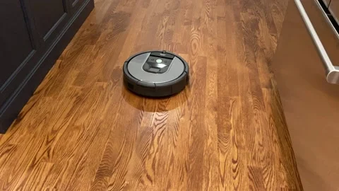 Roomba Robotic Vacuum at Work Stock Footage 144461239