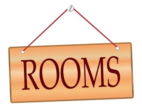 Rooms Sign In Wood With String Stock Illustration