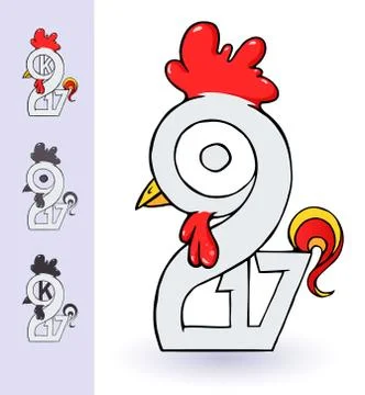 Rooster 2017 year concept Stock Illustration