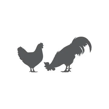Rooster and hen vector silhouette Stock Illustration