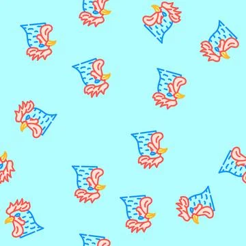 Rooster animal vector seamless pattern Stock Illustration