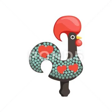 Rooster Of Barcelos Painted Souvenir Portuguese Famous Symbol Stock Illustration