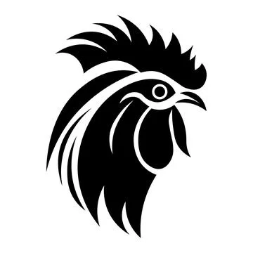 Rooster black vector icon on white background Illustrazione stock