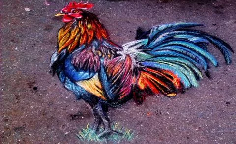 Rooster in chalk Stock Photos