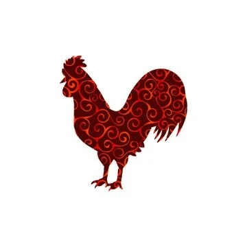 Rooster cock bird spiral pattern color silhouette animal Illustrazione stock
