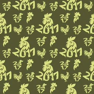 Rooster cock vector seamless pattern background cute cartoon illustration new Stock Illustration