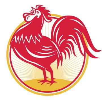 Rooster cockerel crowing retro Illustrazione stock