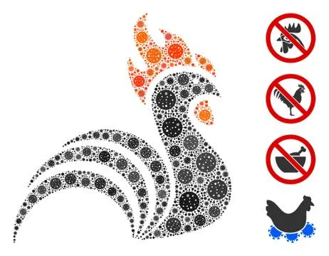 Rooster Collage of Covid Virus Elements Stock Illustration