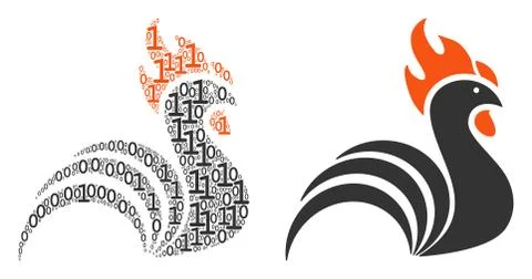 Rooster Composition of Binary Digits Illustrazione stock