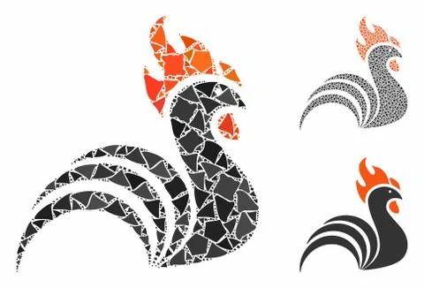 Rooster Composition Icon of Trembly Pieces Stockillustratie