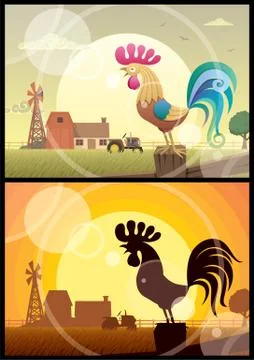 Rooster Crowing Stockillustratie