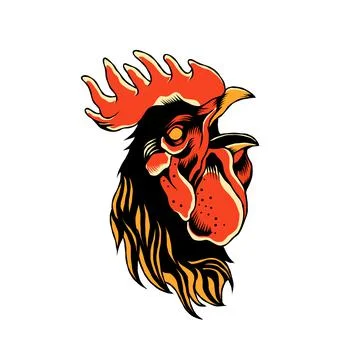 Rooster crowing Stock Illustration