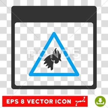 Rooster Danger Calendar Page Eps Vector Icon Stock Illustration