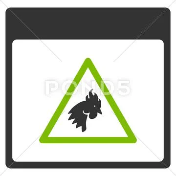 Rooster Danger Calendar Page Flat Icon Stock Illustration