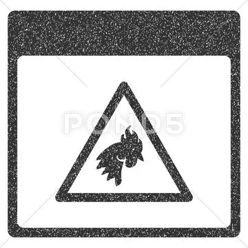 Rooster Danger Calendar Page Grainy Texture Icon Stock Illustration