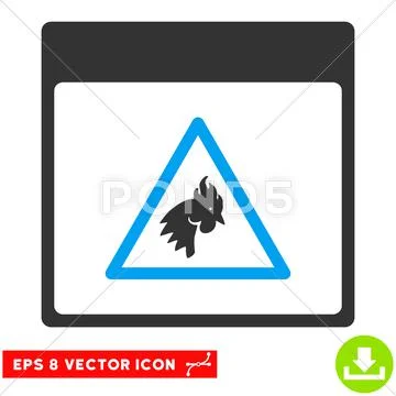 Rooster Danger Calendar Page Vector Eps Icon Stock Illustration