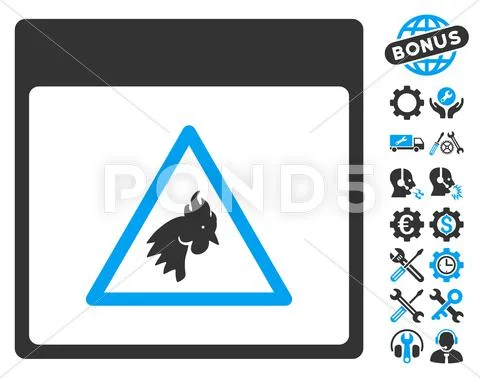 Rooster Danger Calendar Page Vector Icon With Bonus Stock Illustration